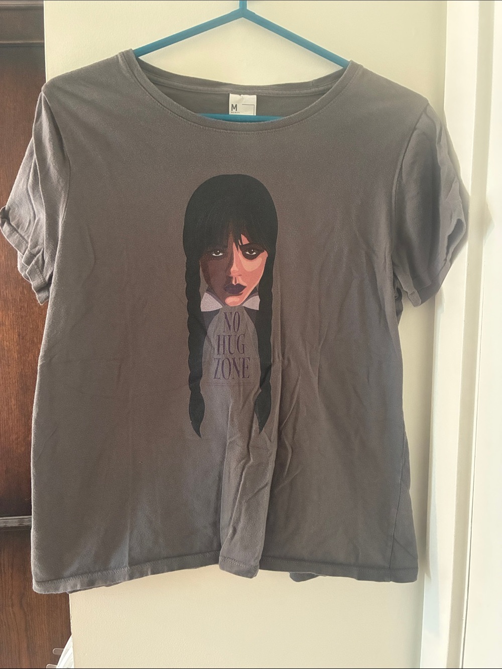 Wednesday Addams Gray 'No Hug Zone' Graphic Tee
